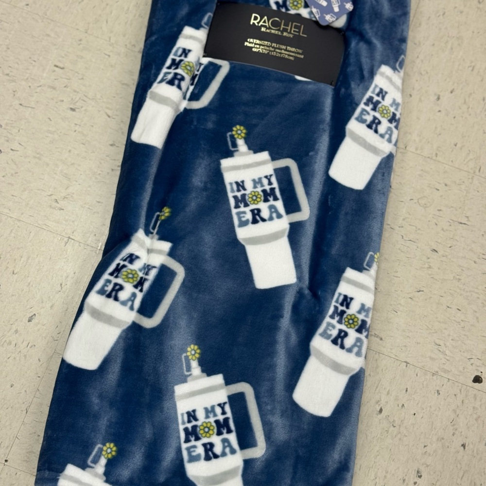 Rachel Blue Blanket with Fun Print
